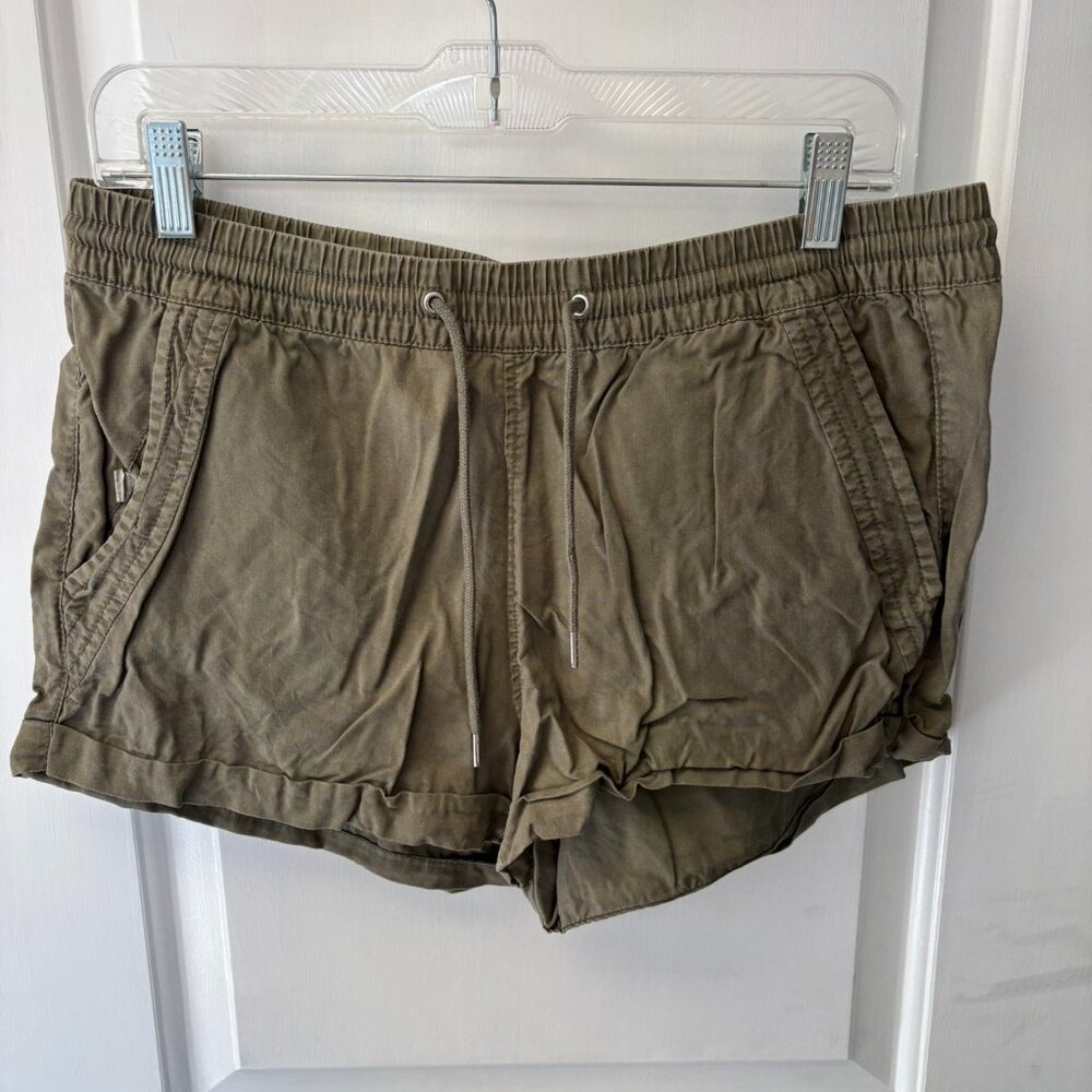 Olive Green Drawstring Cotton Shorts